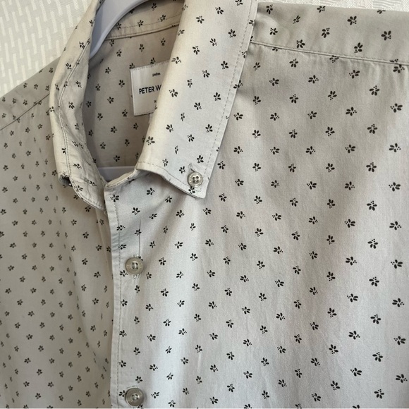 Peter Werth London Short Sleeve Button Down Collared Shirt Gray Size Medium - Picture 4 of 10